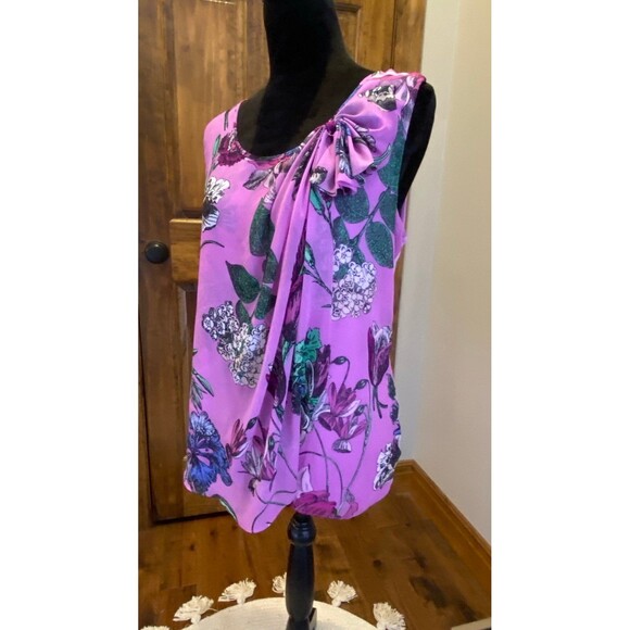 New York and Company Blouse  Plus Size XL Top Sleeveless  Purple Chic Flowy - Picture 4 of 9
